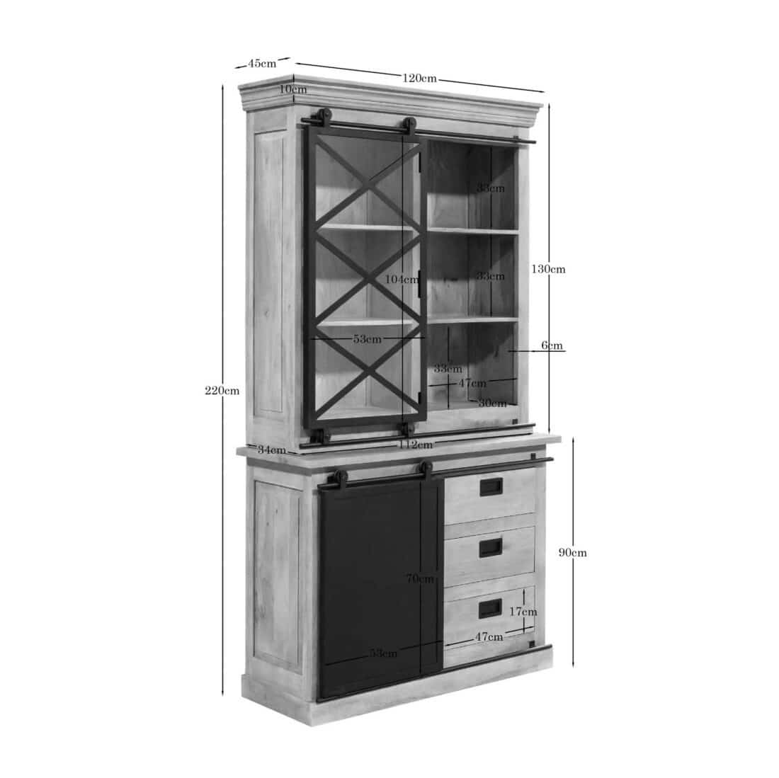 Starfurn Vitrinekast Fresno Naturel Mangohout 120 Cm