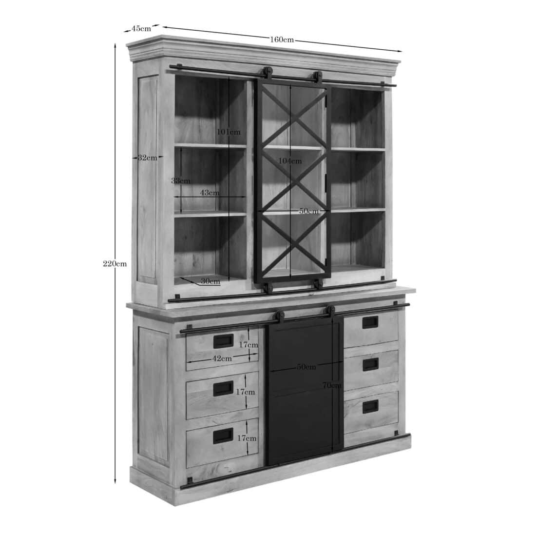 Starfurn Vitrinekast Fresno Naturel Mangohout 160 Cm