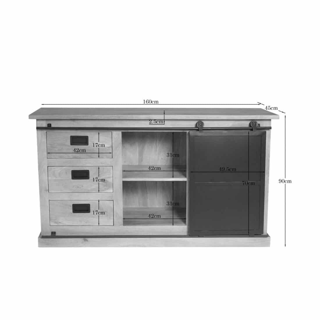 Starfurn Dressoir Fresno Naturel Mangohout 160 Cm