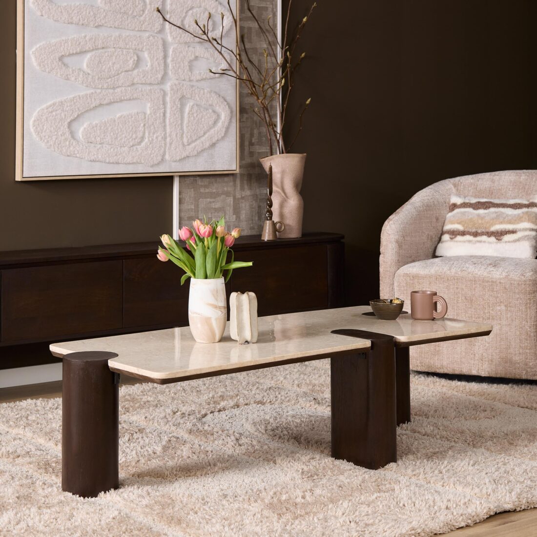 Starfurn Salontafel Maeve Bruin Marmer 128 cm