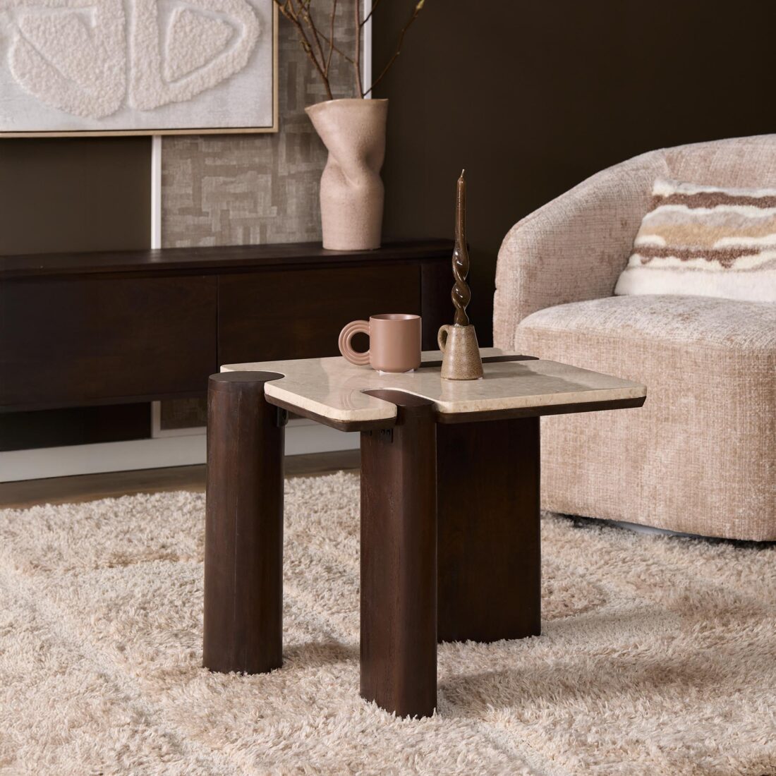 Starfurn Bijzettafel Maeve Bruin Marmer 57 cm