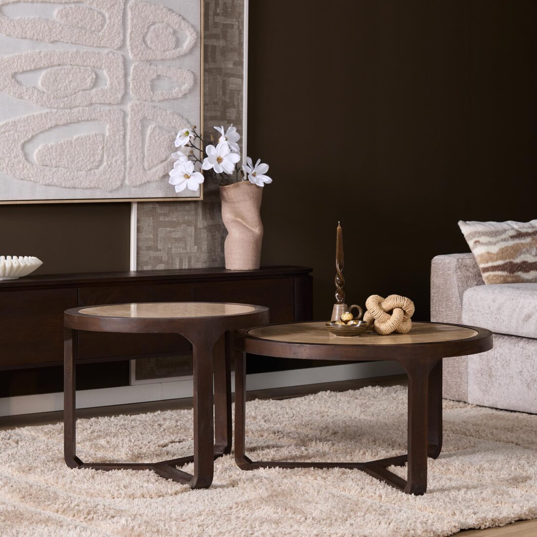 Starfurn Salontafel Morris Bruin Travertin 75 Cm