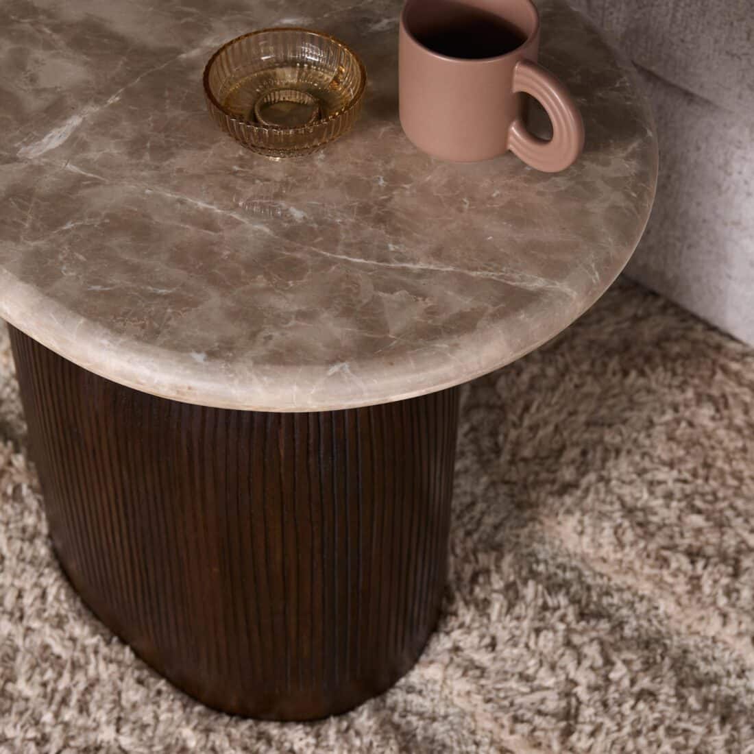 Starfurn Bijzettafel Noel Bruin Marmer 60 Cm