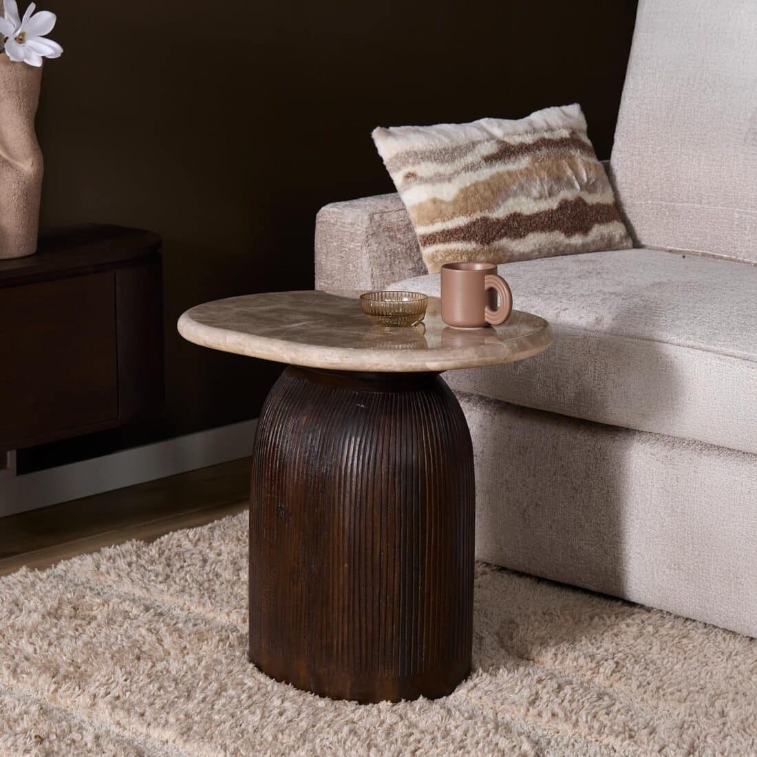 Starfurn Bijzettafel Noel Bruin Marmer 60 cm