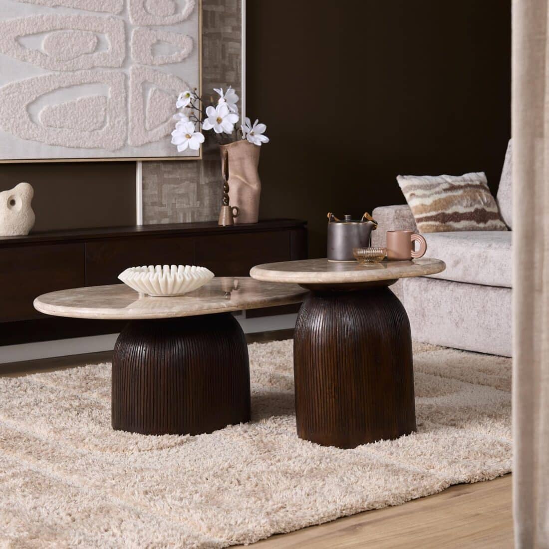 Starfurn Salontafel Noel Bruin Marmer 90 Cm