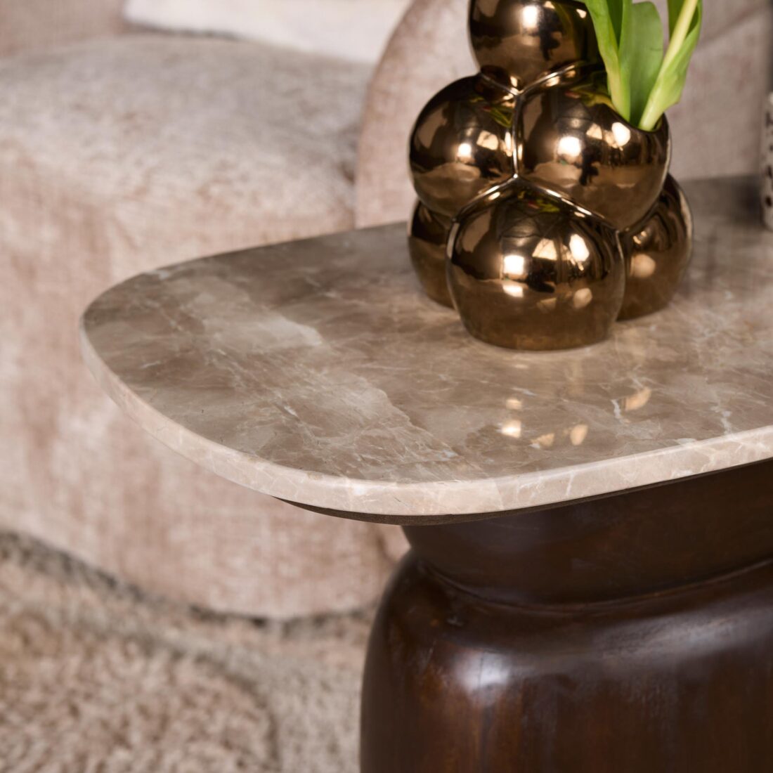 Starfurn Bijzettafel Silva Bruin Marmer 56 Cm