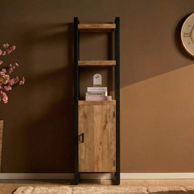 Starfurn Boekenkast Britt met deur Naturel Mangohout 55 cm