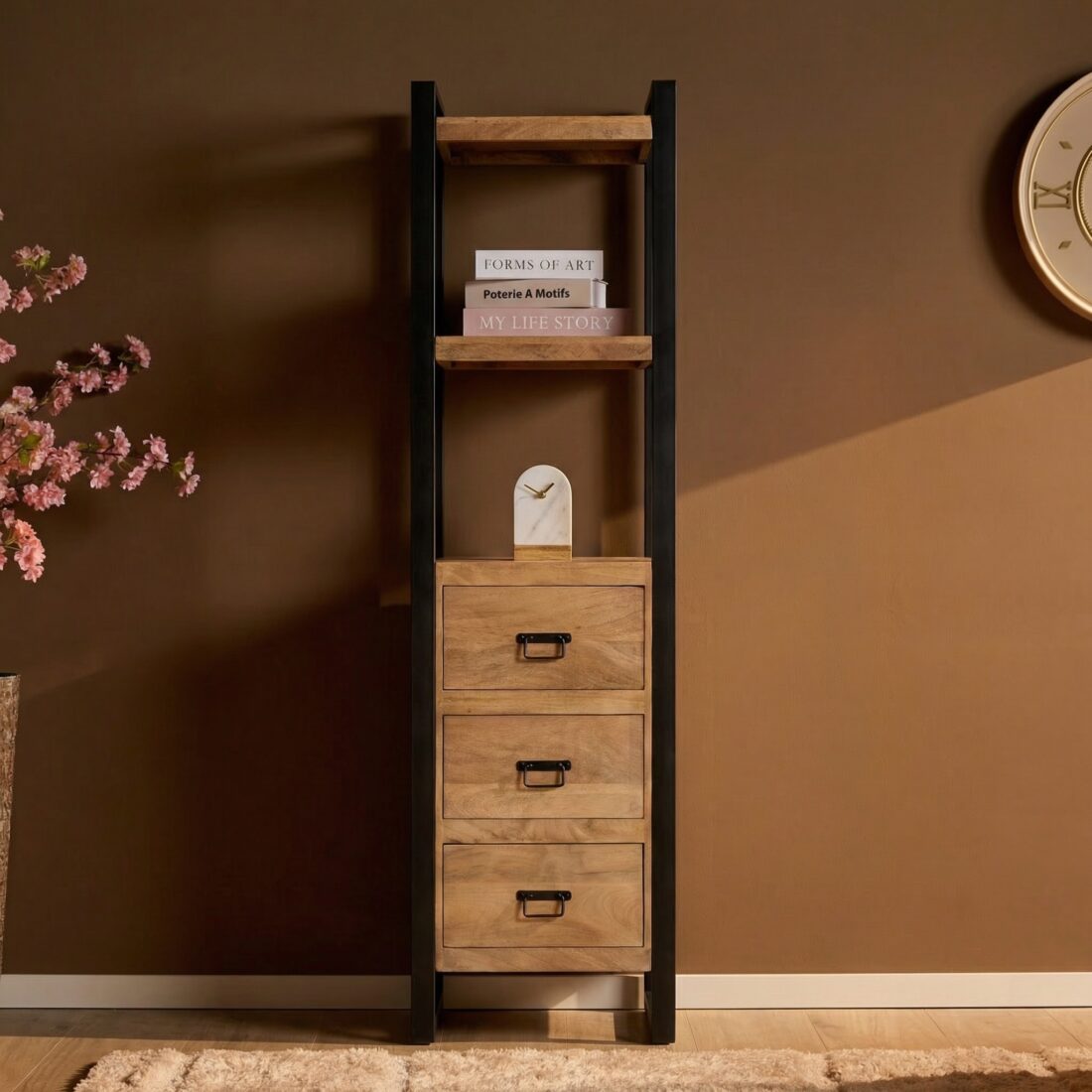 Starfurn Boekenkast Britt met lades Naturel Mangohout 55 cm