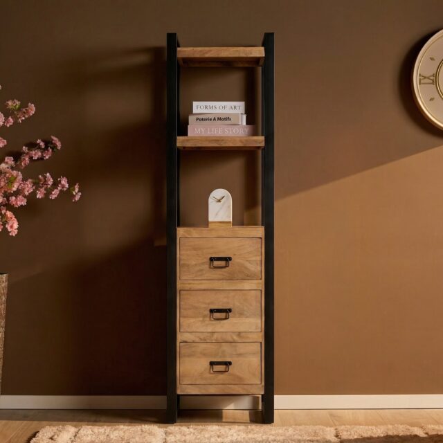 Starfurn Boekenkast Britt met lades Naturel Mangohout 55 cm