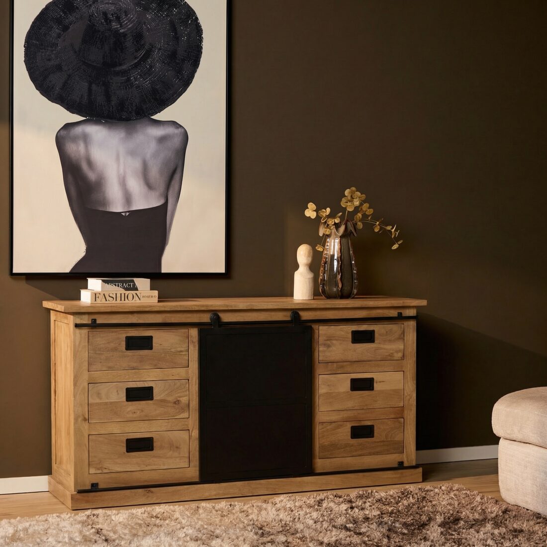 Starfurn Dressoir Fresno Naturel Mangohout 160 cm
