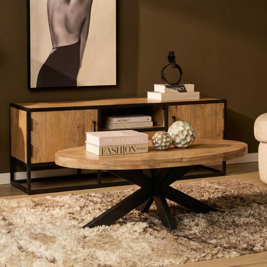 Starfurn Ovale salontafel Dakota Naturel Mangohout 130 cm