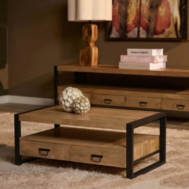 Starfurn Salontafel Britt met vier lades Naturel Mangohout 120 cm