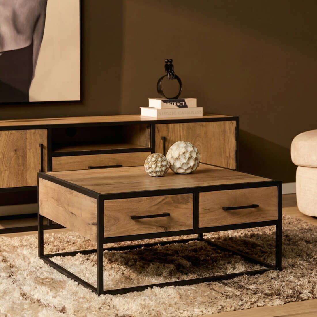 Starfurn Vierkante Salontafel Dakota Naturel Mangohout 80 cm