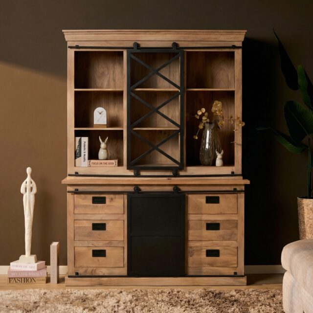 Starfurn Vitrinekast Fresno Naturel Mangohout 160 cm