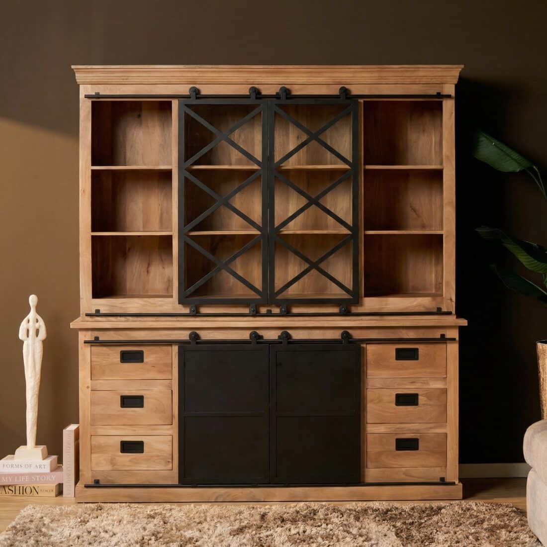 Starfurn Vitrinekast Fresno Naturel Mangohout 200 cm