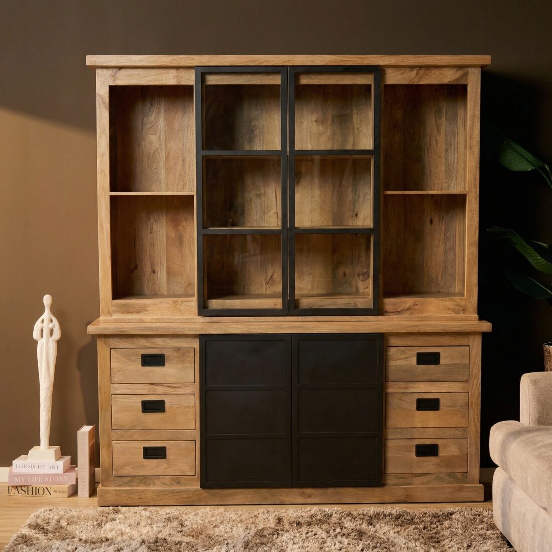 Starfurn Vitrinekast Noa Naturel Mangohout 200 cm