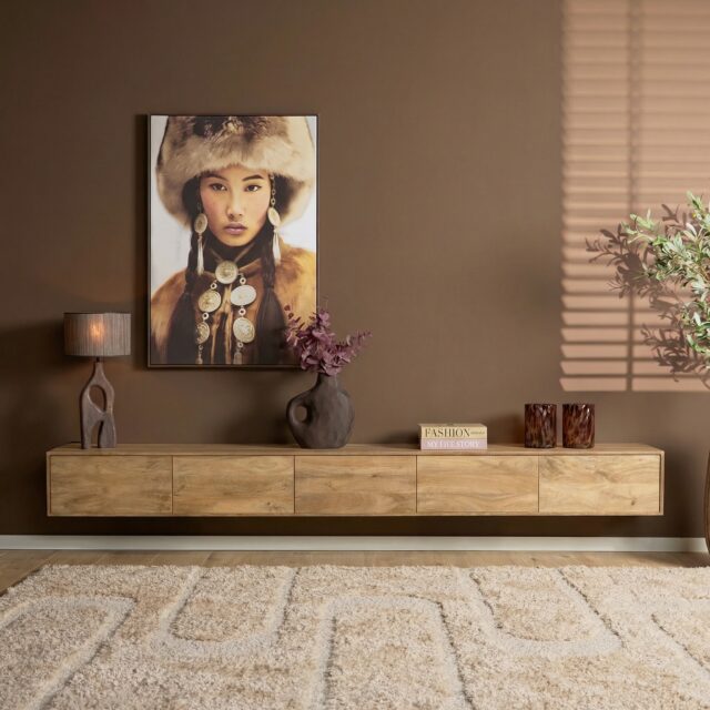 Starfurn Zwevend tv meubel Vision Licht Mangohout 280 cm