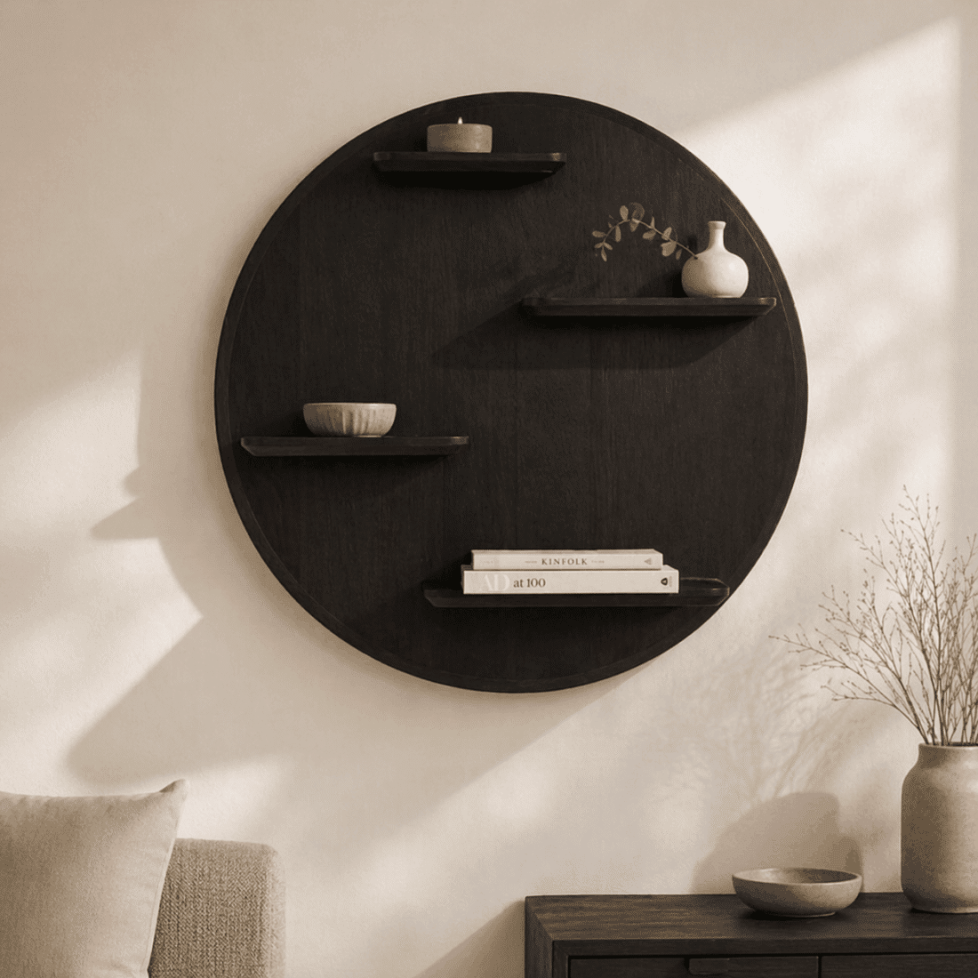 Starfurn wandrek Lena 75 cm rond bruin mangohout