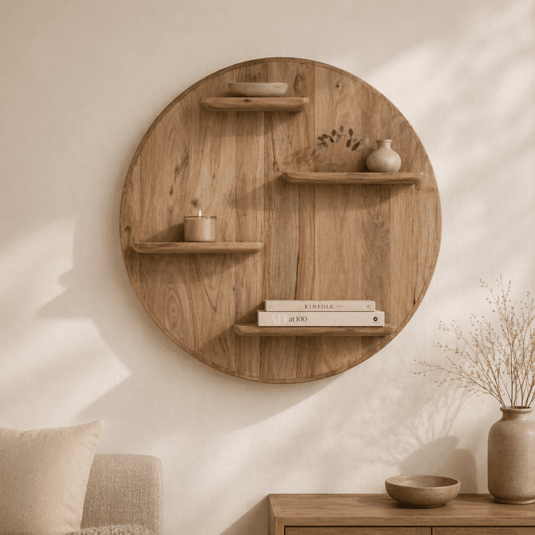 Starfurn Wandrek Lena 75 Cm Rond Naturel Mangohout