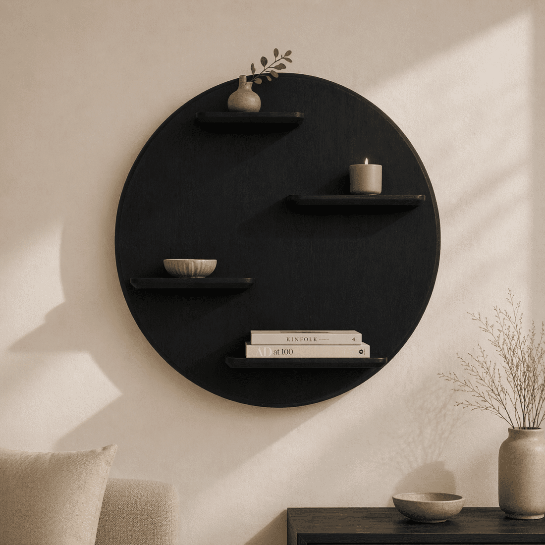 Starfurn Wandrek Lena 75 Cm Rond Zwart Mangohout