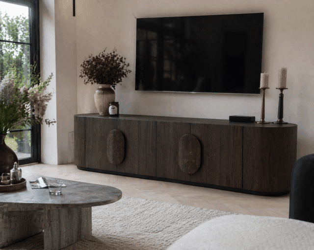 Tower Living tv meubel Allure 210x40x50 cm donkerbruin eiken