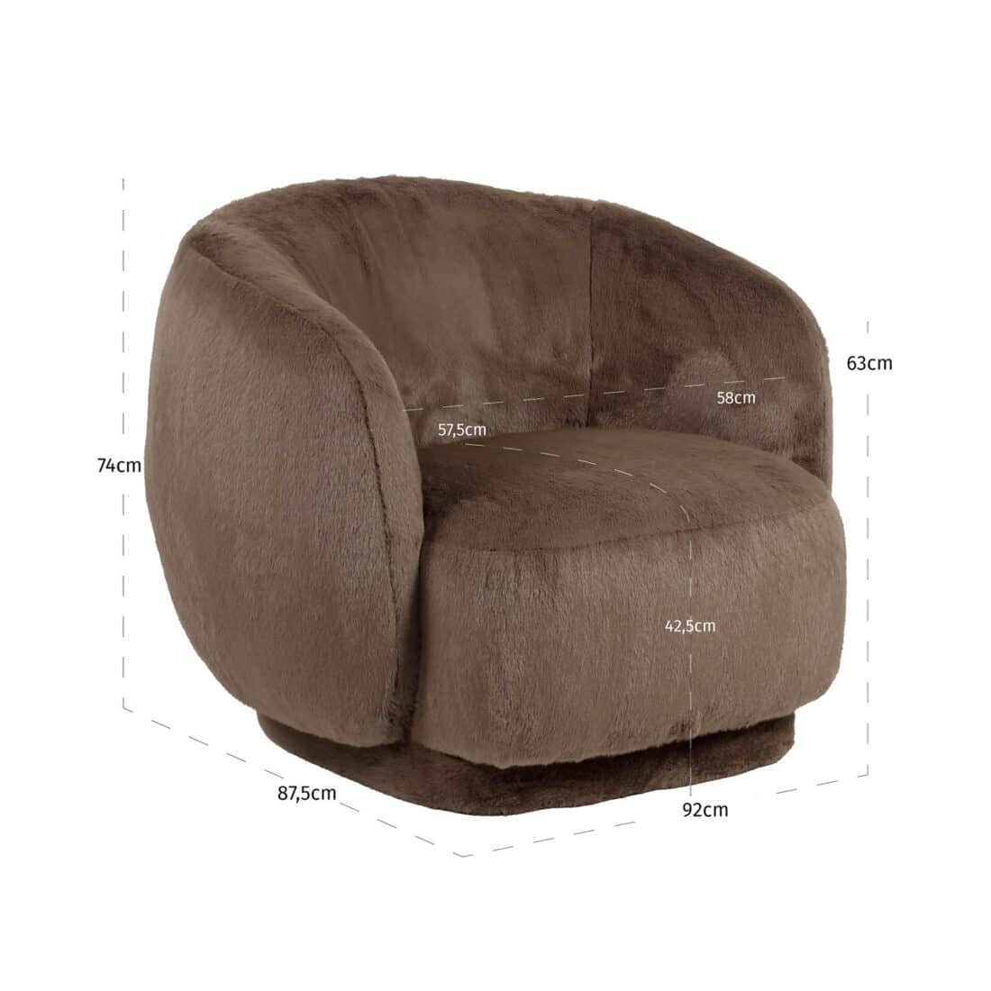 Richmond Interiors Draaifauteuil Negreslo Met Arm Bruin Fluffy