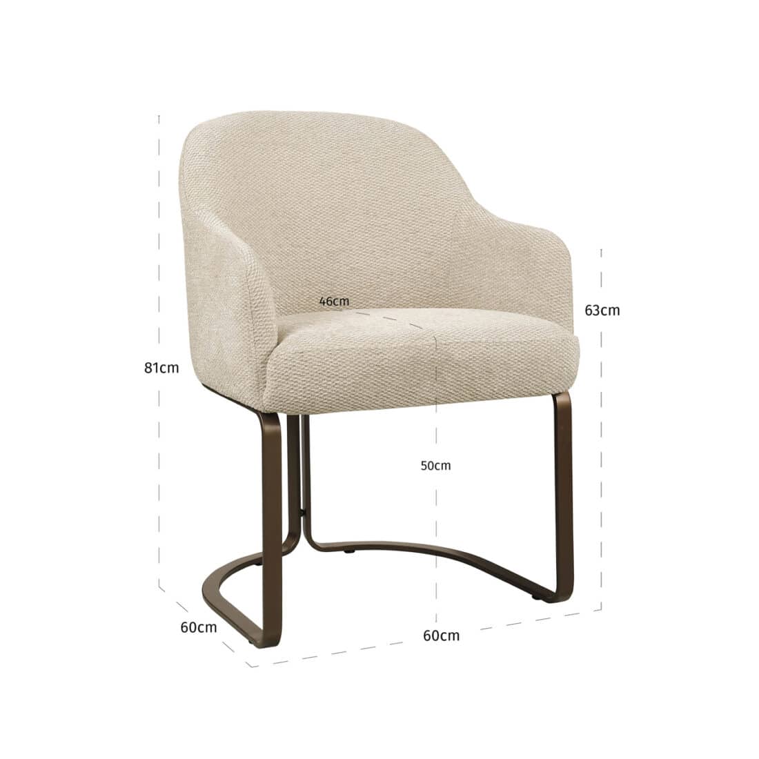 afmetingen Richmond Interiors eetkamerstoel Hadley natural boldweave