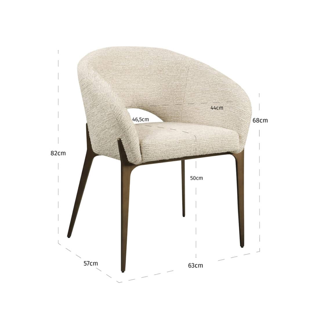 afmetingen Richmond Interiors eetkamerstoel Kenzi natural