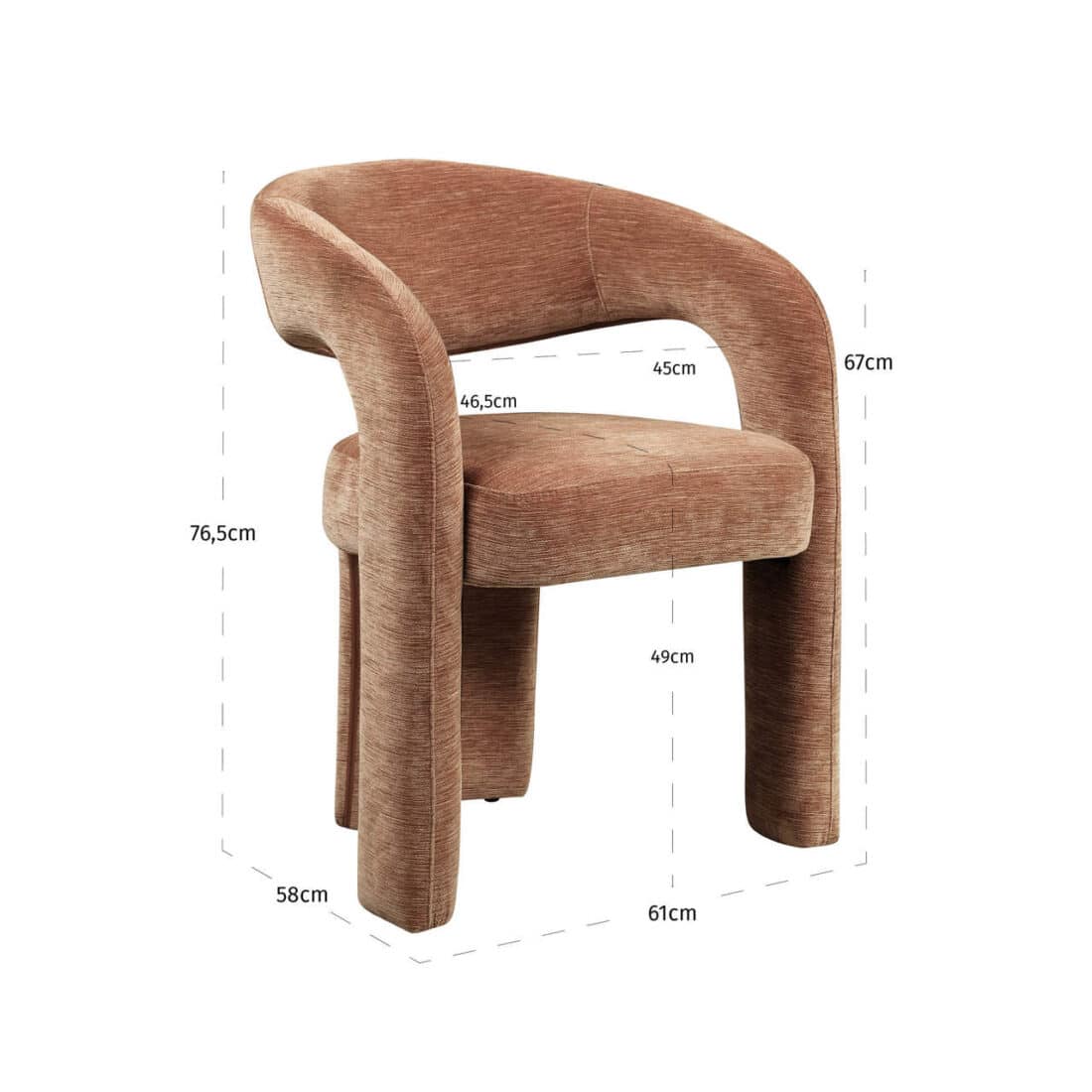 afmetingen Richmond Interiors eetkamerstoel Soho met arm mocha mousse