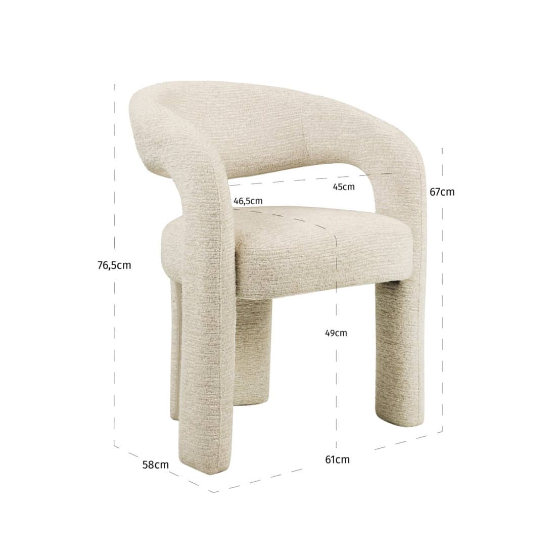 afmetingen Richmond Interiors eetkamerstoel Soho met arm natural linear