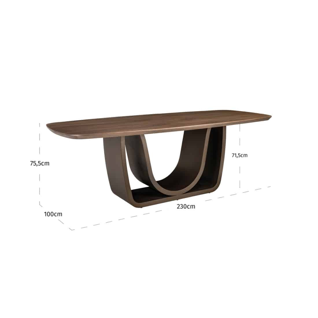 afmetingen Richmond Interiors eettafel Windsor 230x100x75,5 cm hout