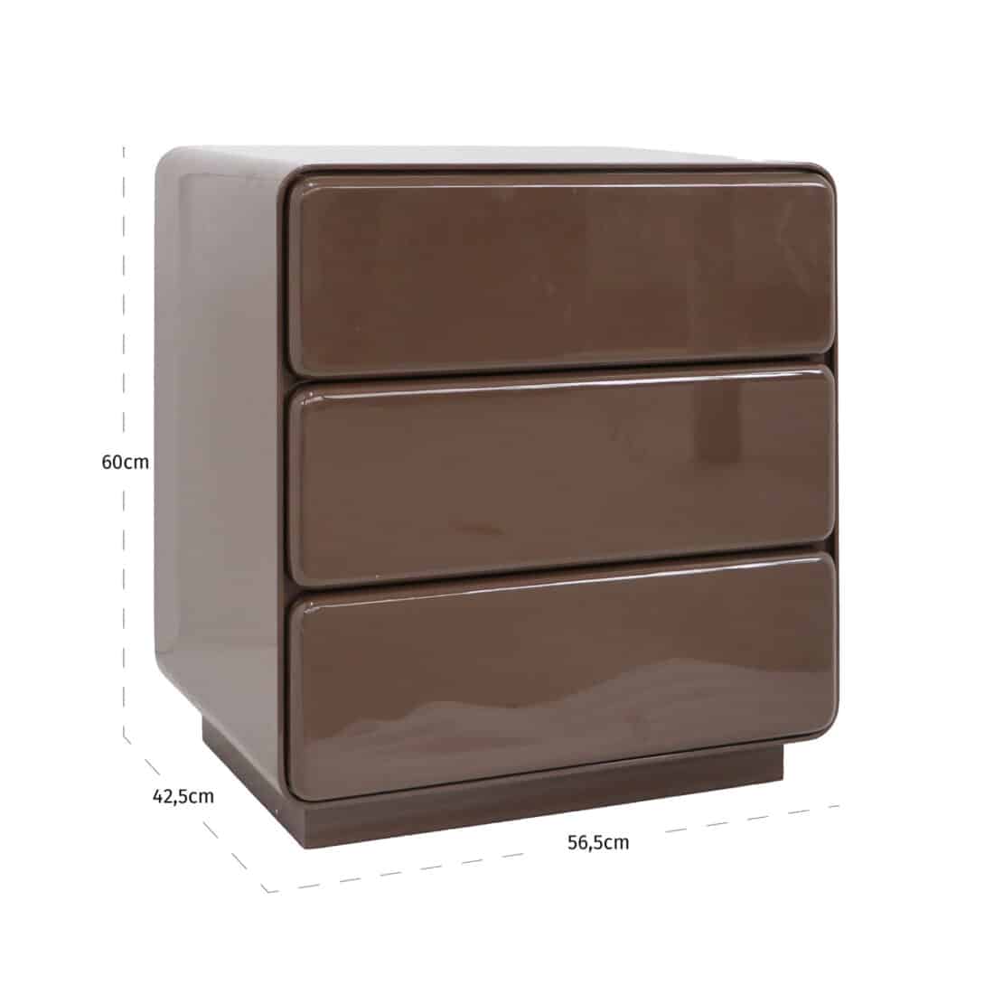 afmetingen Richmond Interiors nachtkastje Demy bruin 56,5x42,5x60 cm hout