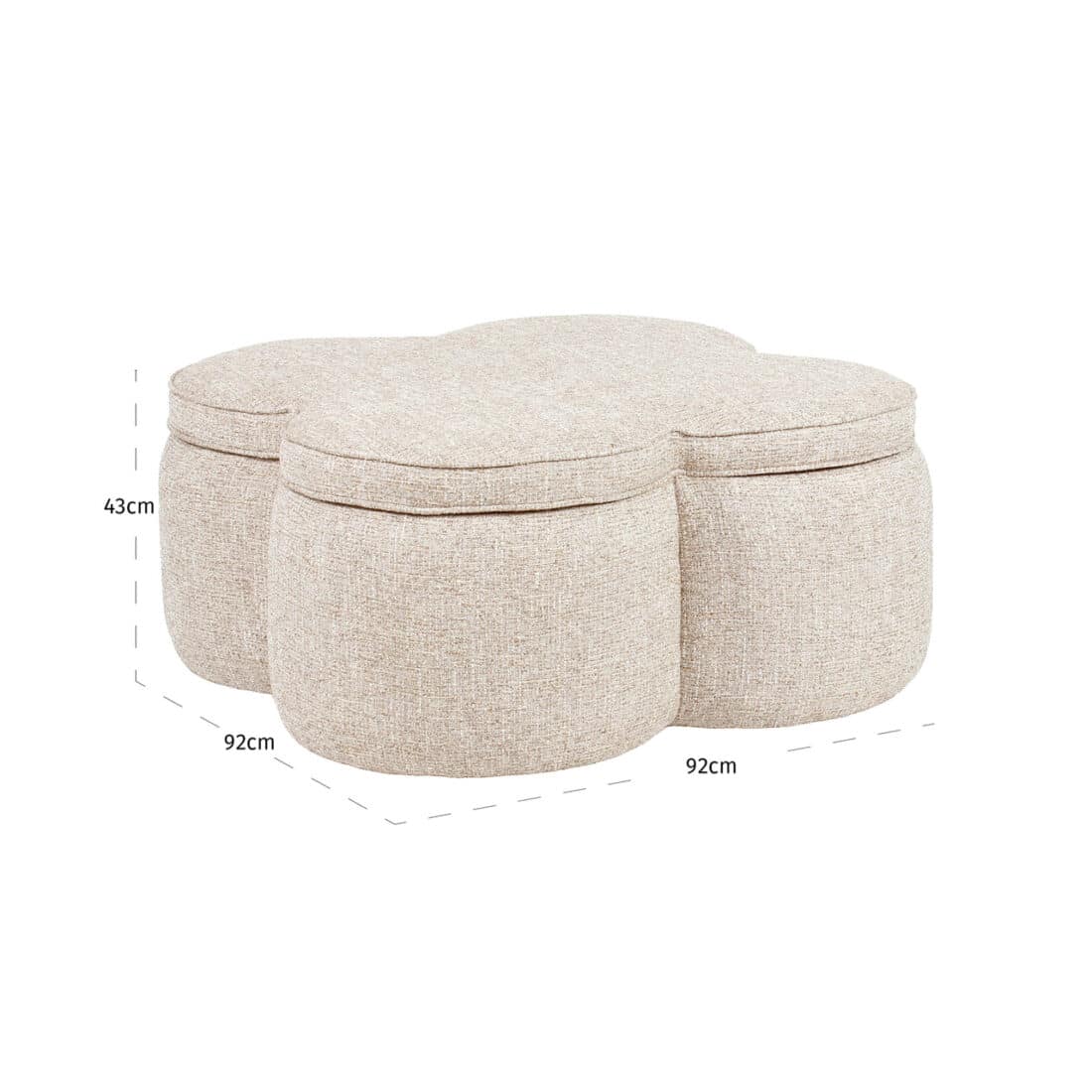 afmetingen Richmond Interiors opberg poef Corbeau sand