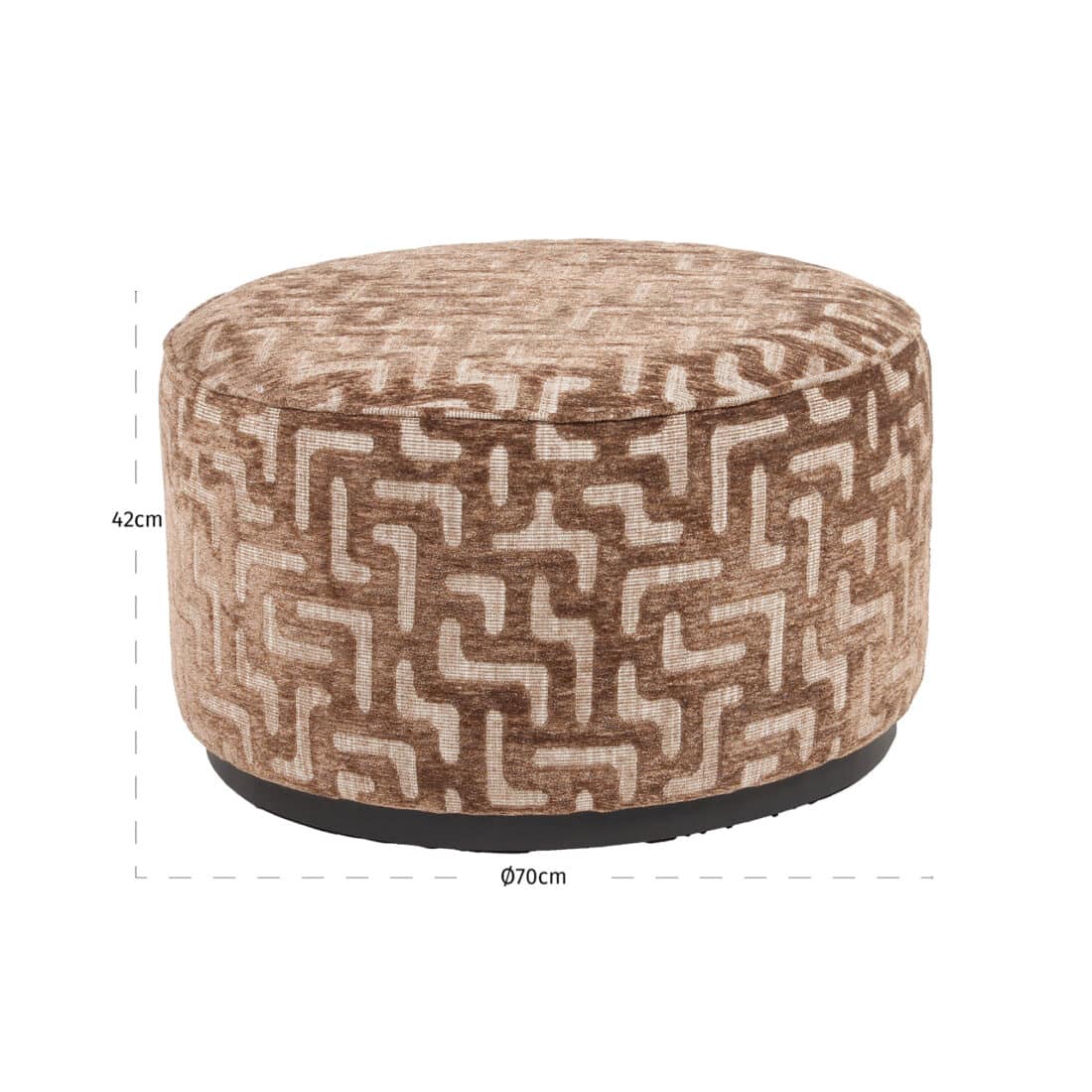 afmetingen Richmond Interiors poef Lexie 70Ø bruin