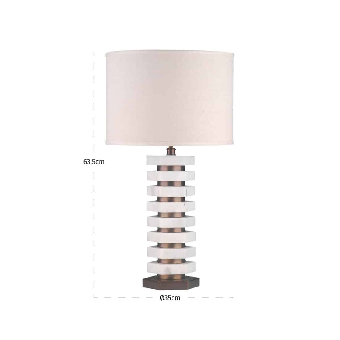 afmetingen Richmond Interiors tafellamp 35,5x35,5x63,5 cm Haspen marmer