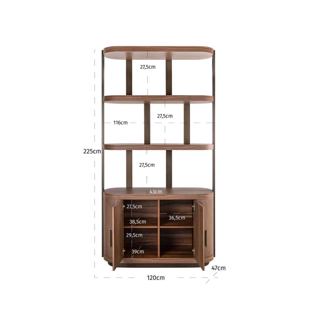 afmetingen Richmond Interiors wandkast Windsor 120x45x225 cm hout