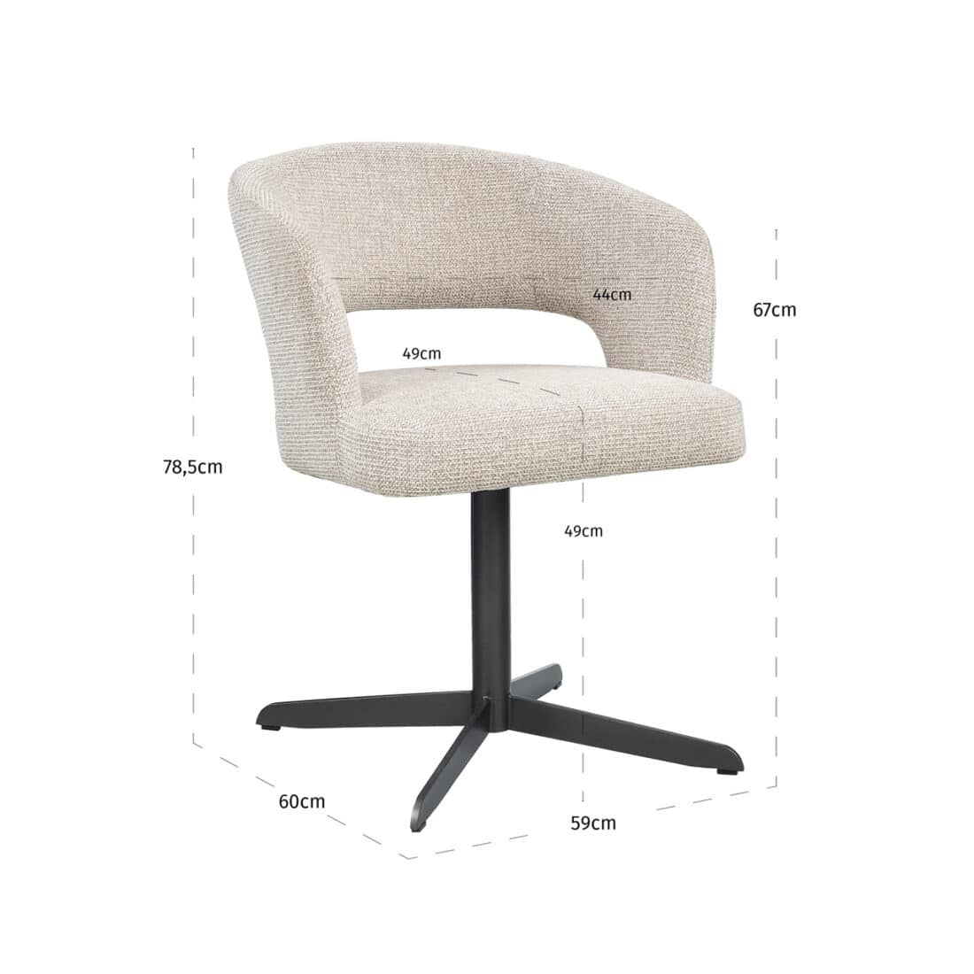 Richmond Interiors Eetkamerstoel Blanca Draaibaar Met Arm Natural