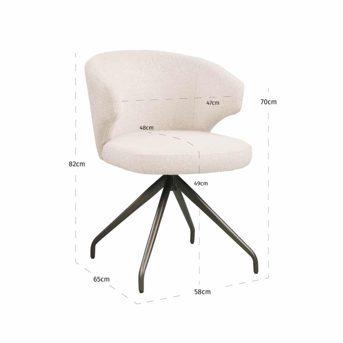 Richmond Interiors Eetkamerstoel Milly Draaibaar Met Arm Biscotti