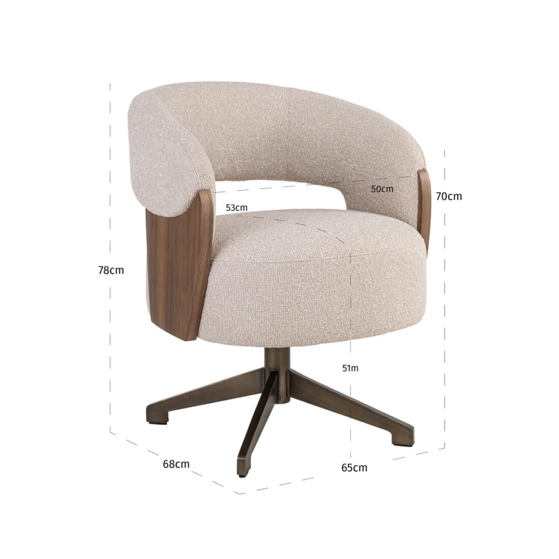 Richmond Interiors Eetkamerstoel Pollux Draaibaar Met Arm Desert