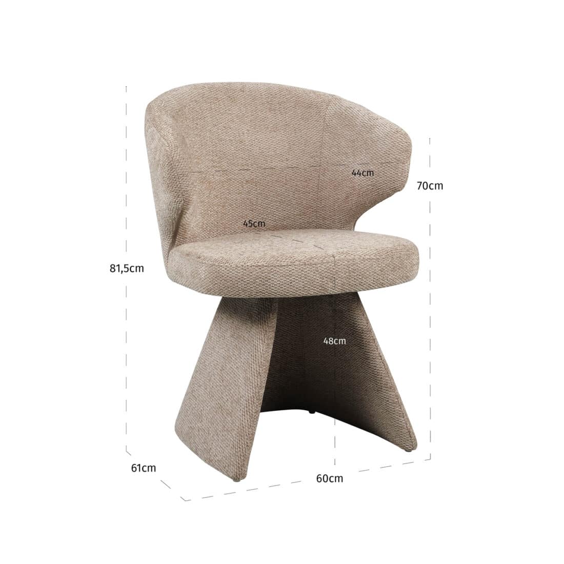 afmetingen Richmond interiors eetkamerstoel Zenith draaibaar mocca