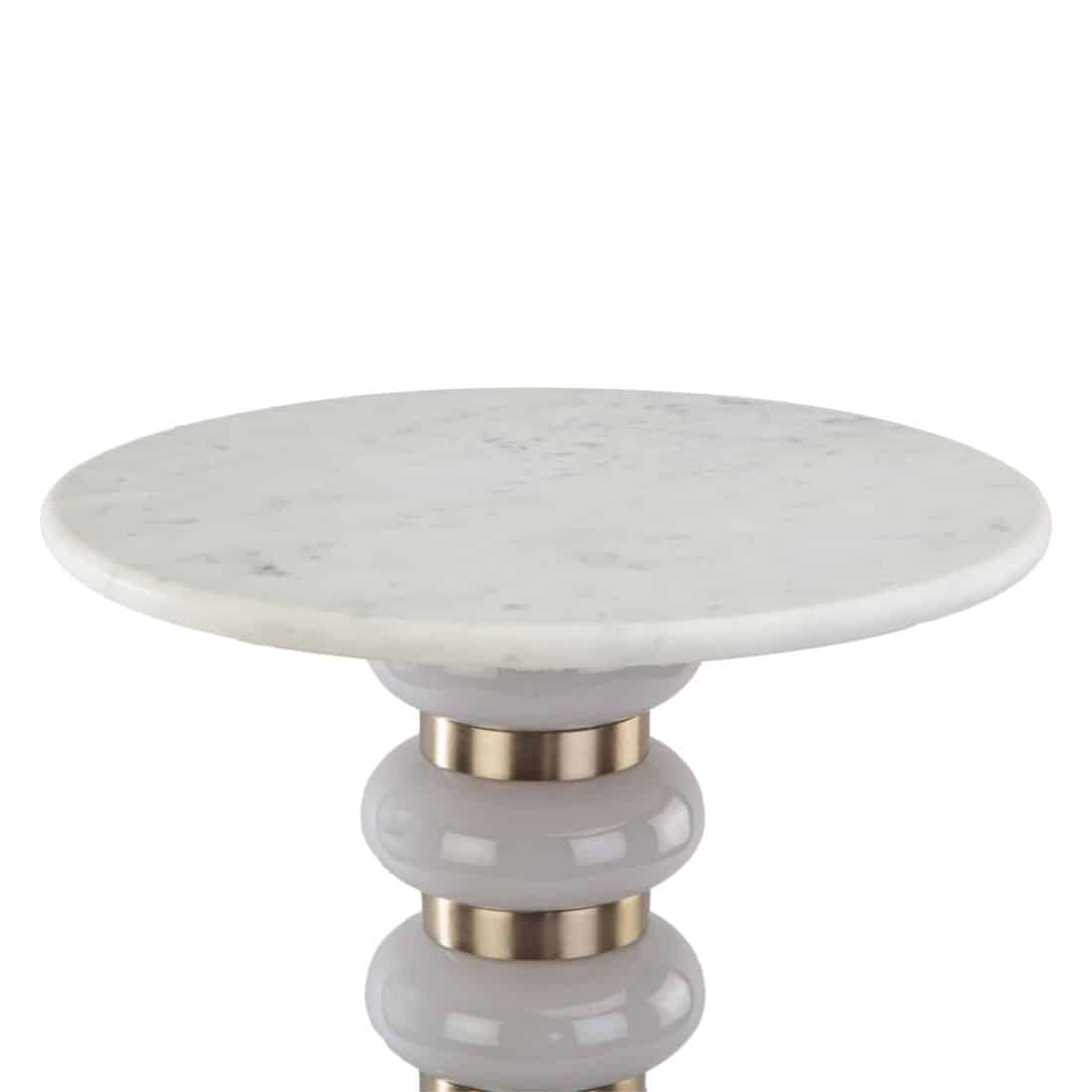 detailfoto Richmond Interiors bijzettafel Villeray wit 40x40x53 cm marmer