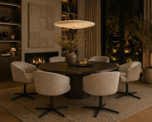 Richmond Interiors Eetkamerstoel Dinan Draaibaar Cream Tweed