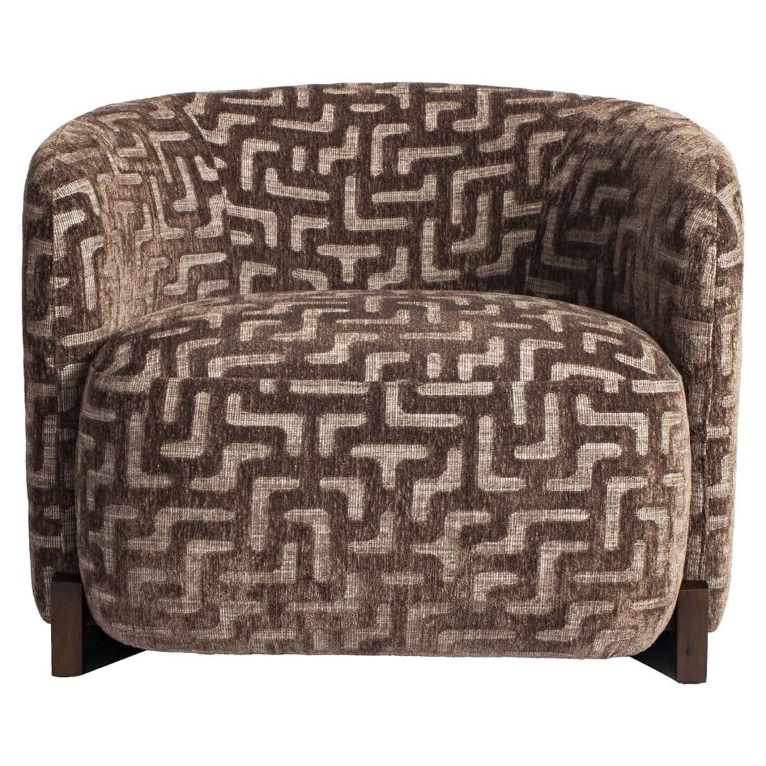 voorkant Richmond Interiors fauteuil Hannah met arm brown labyrinth