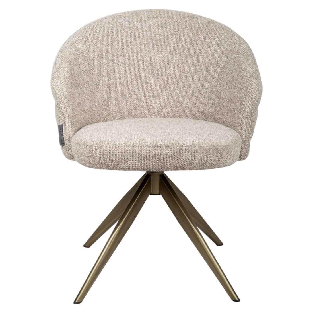 voorkant Richmond interiors eetkamerstoel Zendaya draaibaar met arm bruin