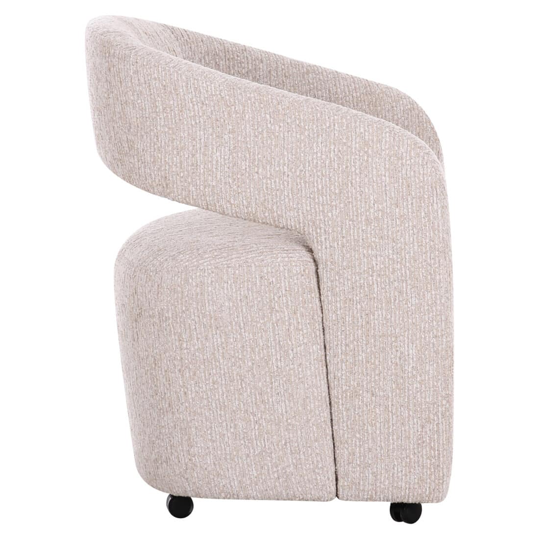 zijkant Richmond interiors eetkamerstoel Vixen met wieltjes natural linear