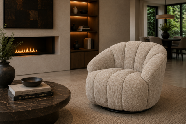 By-Boo draaifauteuil Sogno met arm taupe