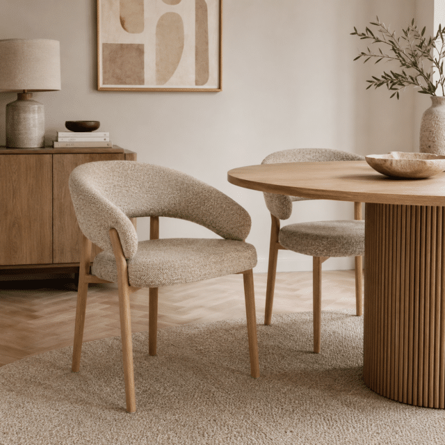 By-Boo eetkamerstoel Sedia met arm naturel (set van 2)