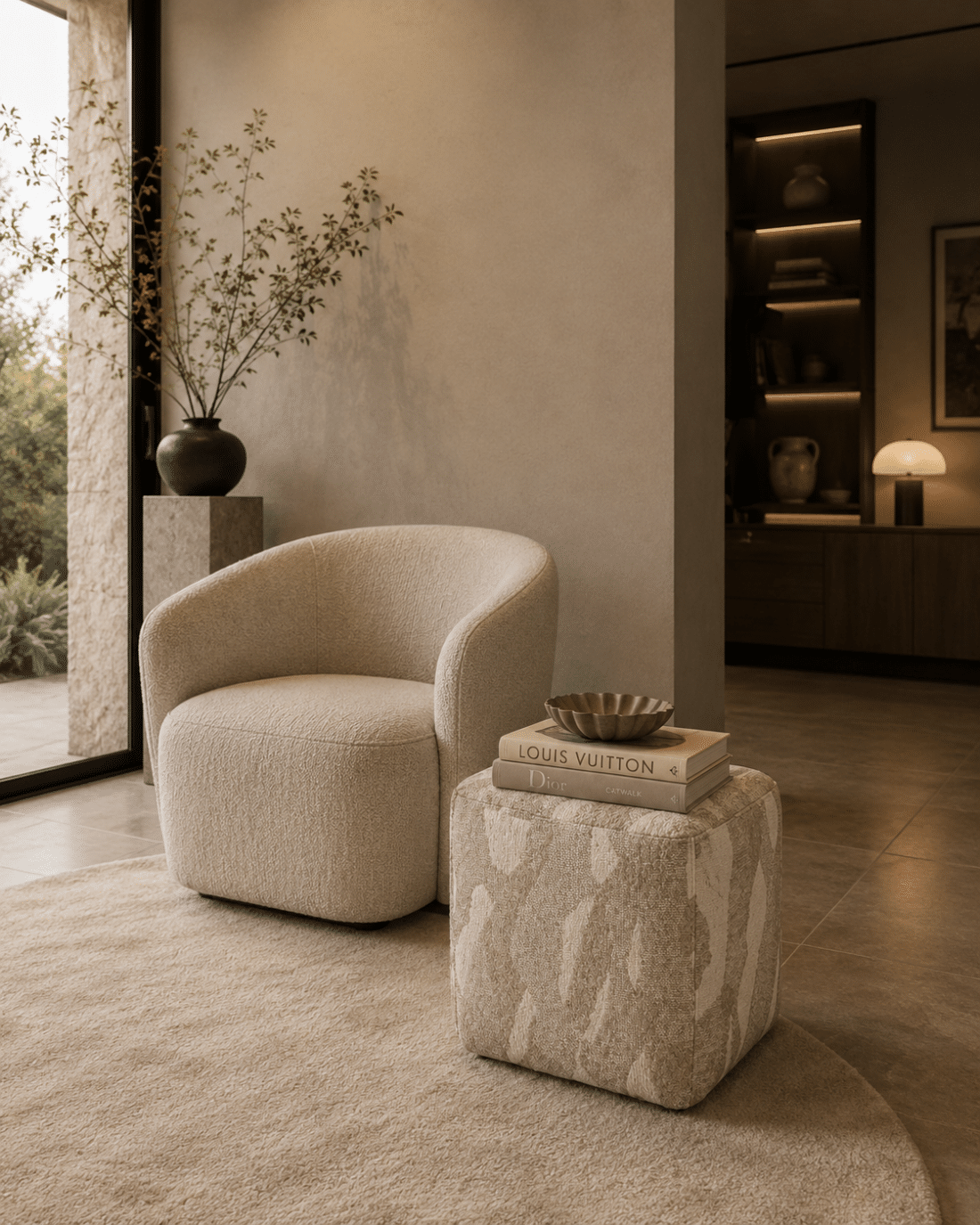 By-Boo poef Rytm klein beige