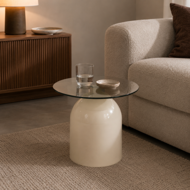 By Boo Salontafel Irona Beige 50x50x40 Cm Glas