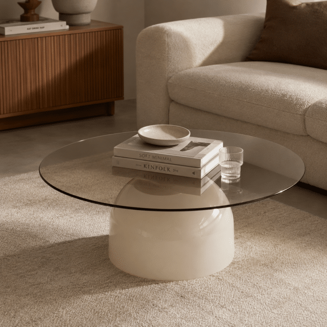 By-Boo salontafel Irona beige 80x80x33 cm glas